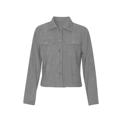 Women's Corduroy Long Sleeve Jacket - Casual Button-Up Coat With Flap Pockets, Fall & Spring Fashion Outerwear