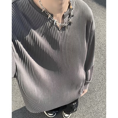 Plus Size Striped Texture Draping Solid Color