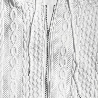 Women's Solid Color Long Sleeve Knit Zip-Up Hooded Sweatshirt - Casual Fall&Winter Fashion Outerwear