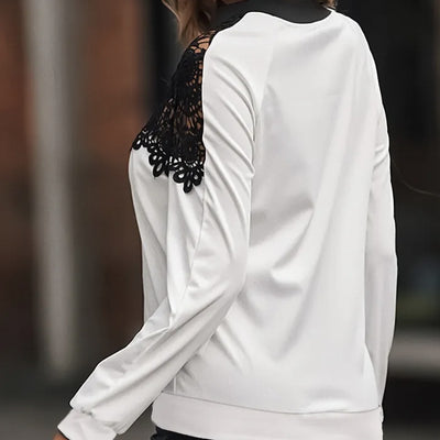 Ladies' Contrasting Color Hollow Out Fashionable Zipper Casual Jacket