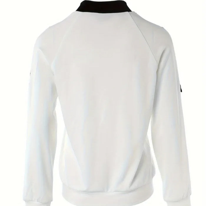 Ladies' Contrasting Color Hollow Out Fashionable Zipper Casual Jacket