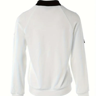 Ladies' Contrasting Color Hollow Out Fashionable Zipper Casual Jacket