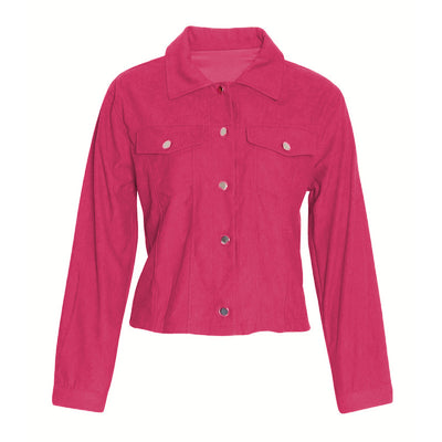 Women's Corduroy Long Sleeve Jacket - Casual Button-Up Coat With Flap Pockets, Fall & Spring Fashion Outerwear